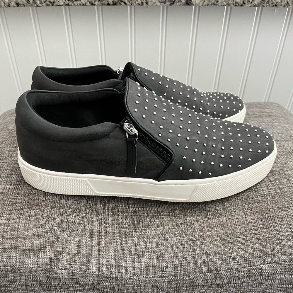 Black Studded Slip-On Sneakers